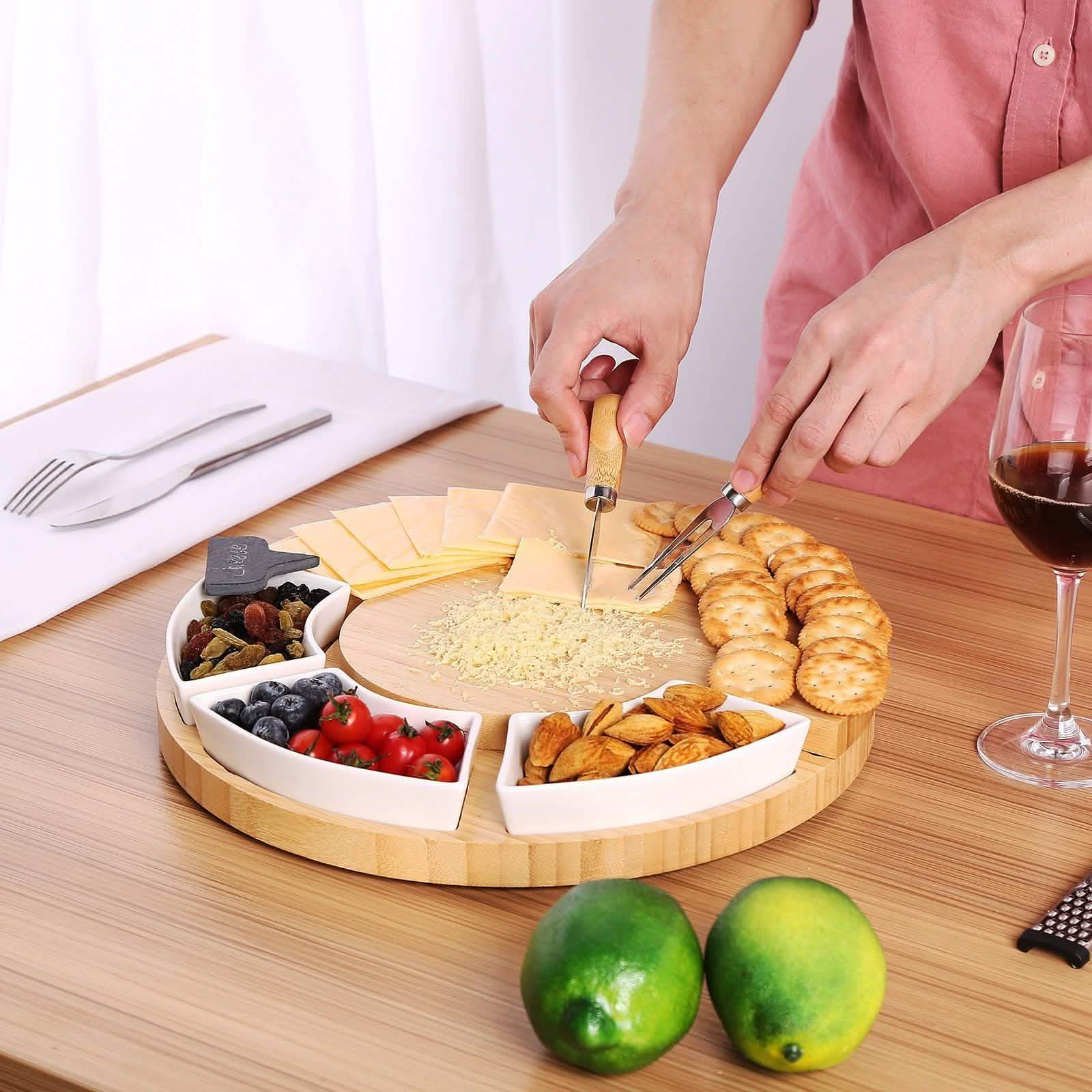Fitnate Rotatable Round Cheese Cutting Board DailySale