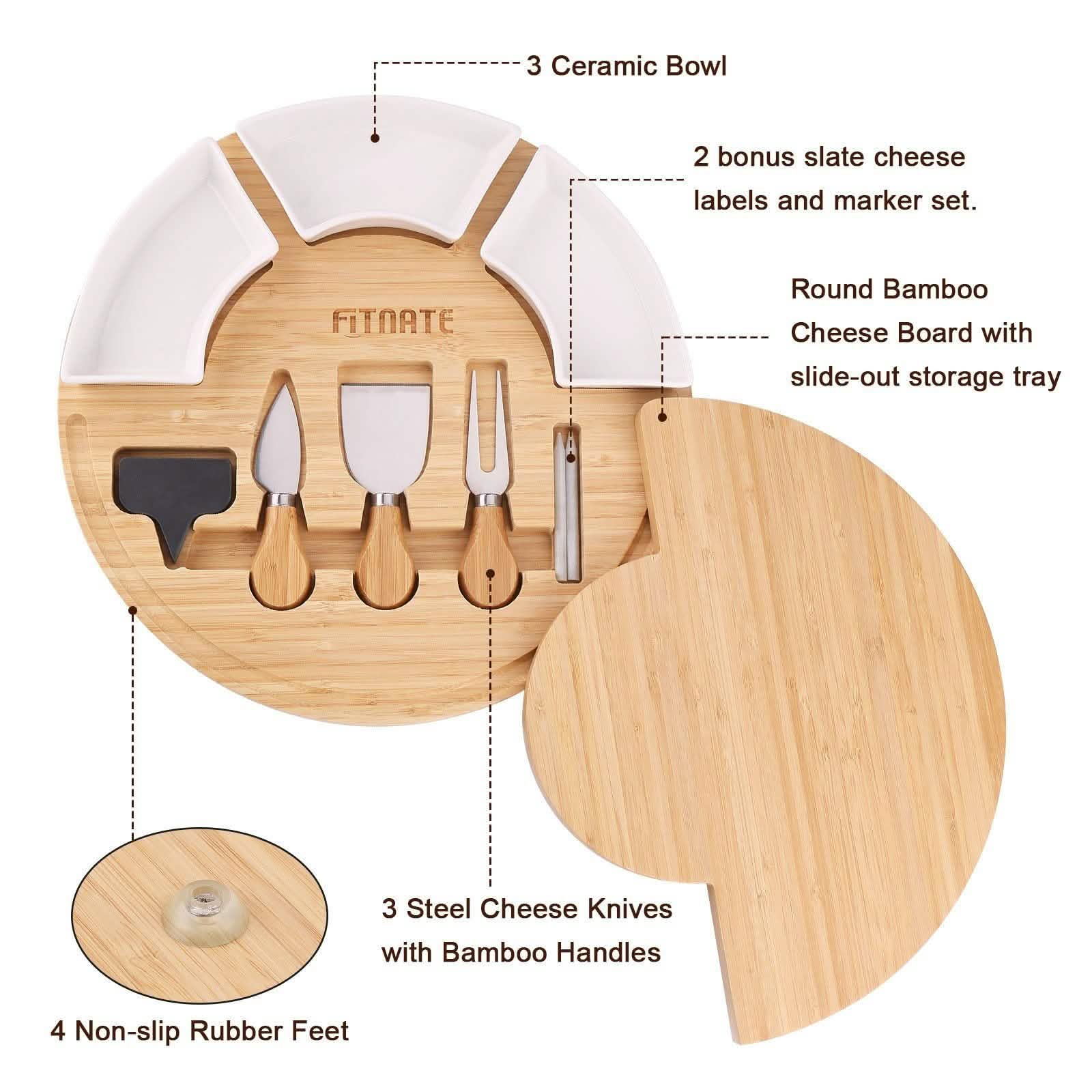 Fitnate Rotatable Round Cheese Cutting Board DailySale