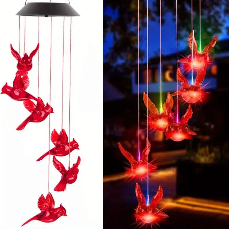 Flaming Bird Wind Chime Solar Lights DailySale