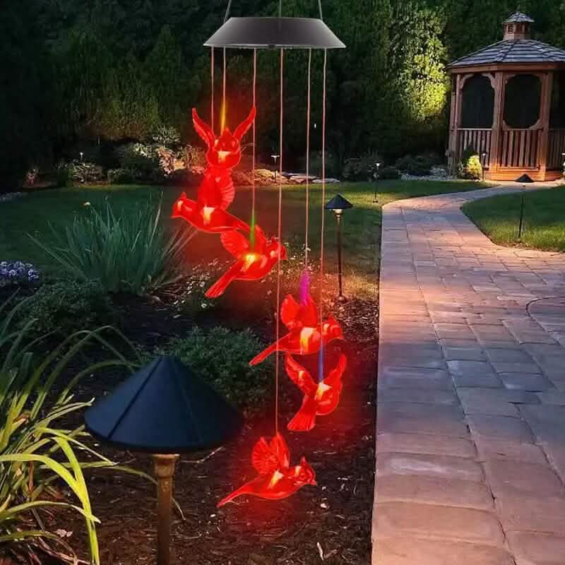 Flaming Bird Wind Chime Solar Lights DailySale