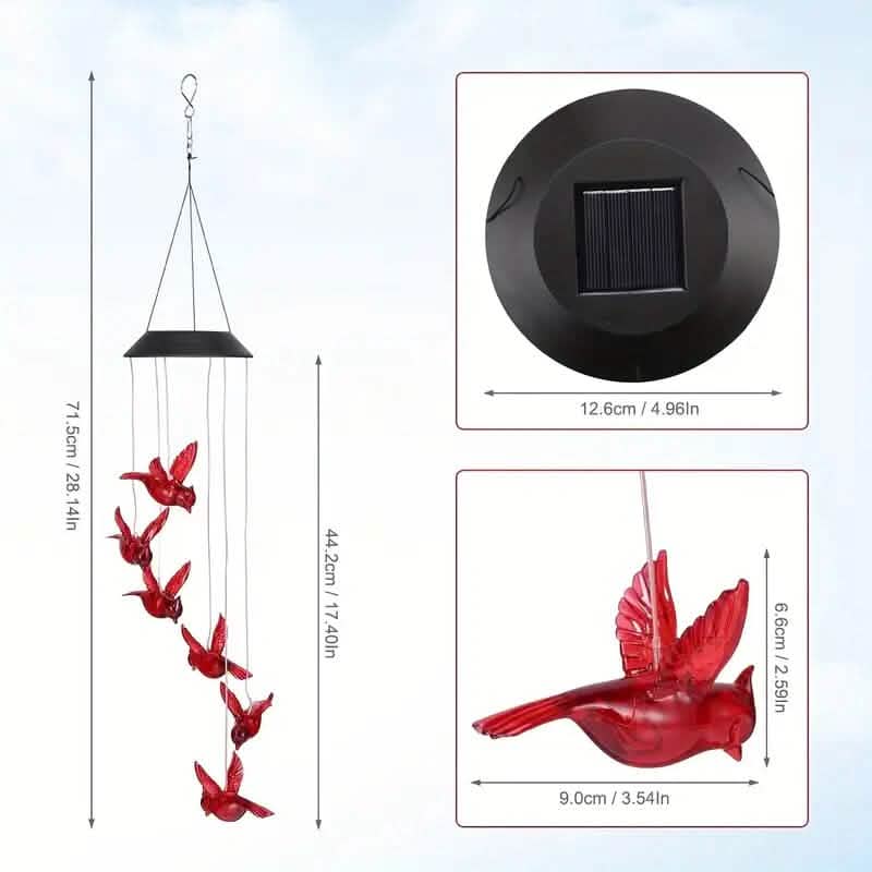 Flaming Bird Wind Chime Solar Lights DailySale