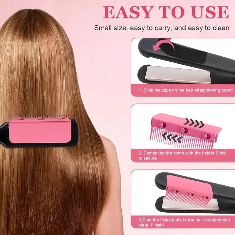 Flat Iron Comb, ABS Plastic Handle Hair Straightener Comb Attachment DailySale