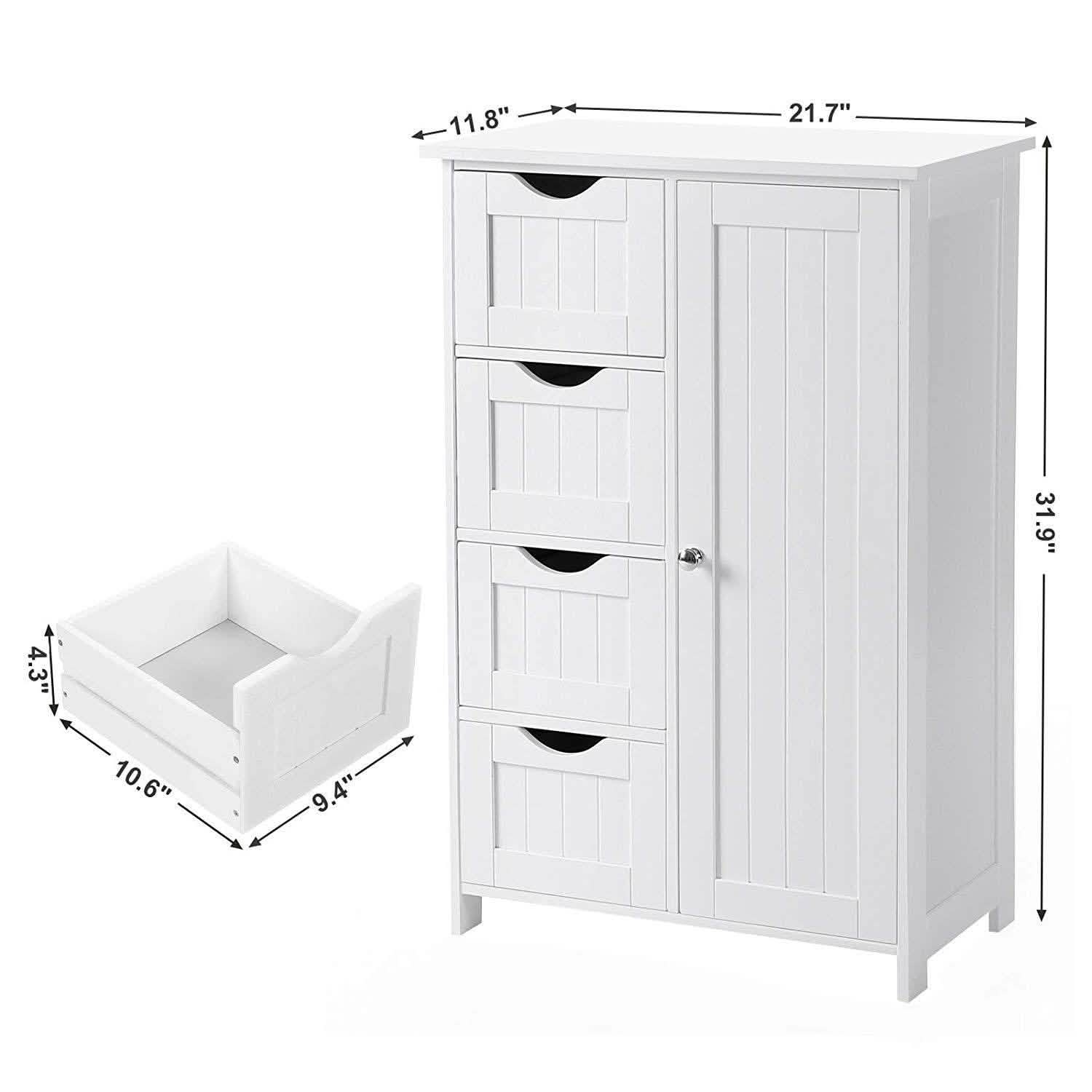 Floor Cabinet Bathroom Organizer with 4 Drawers and Adjustable Shelf DailySale