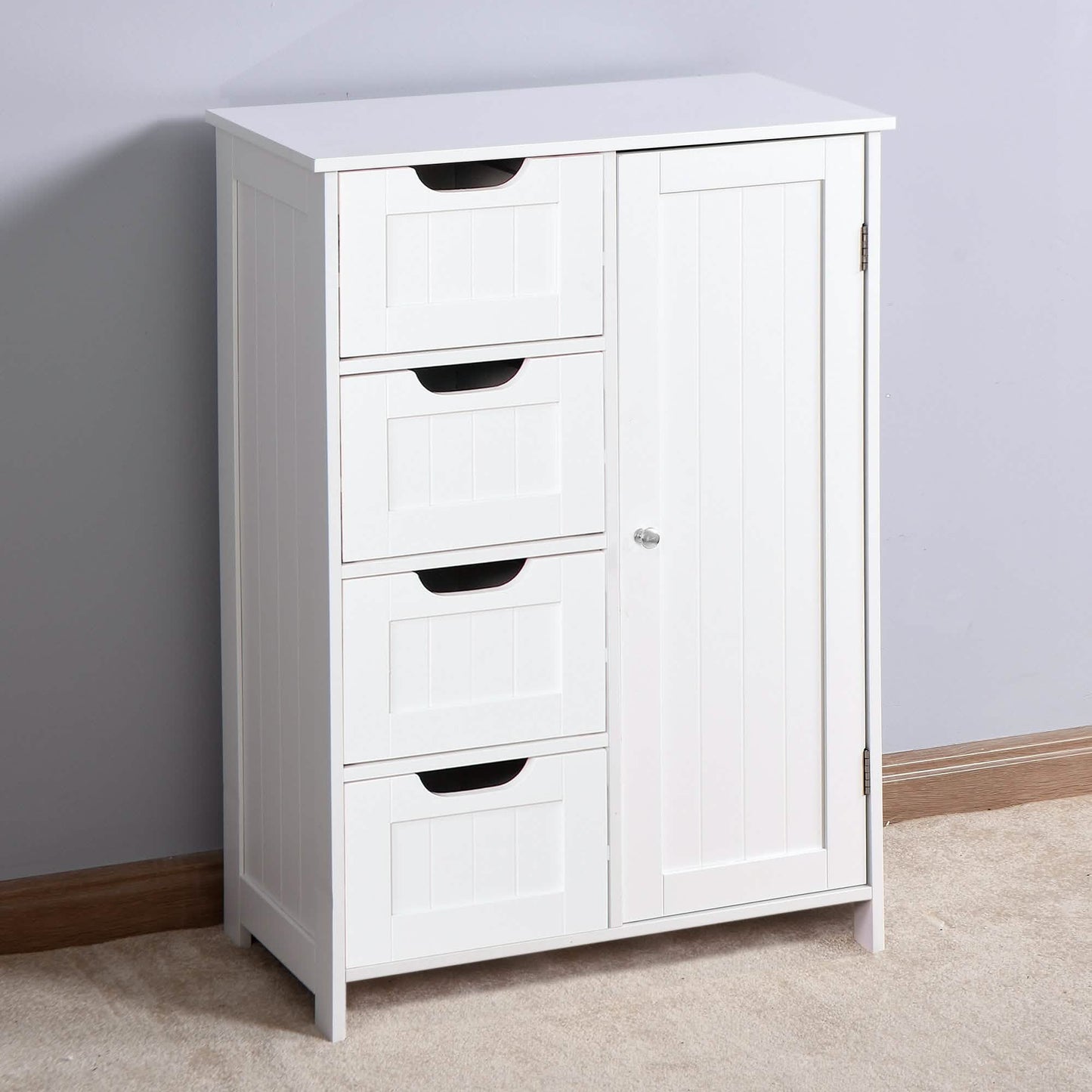 Floor Cabinet Bathroom Organizer with 4 Drawers and Adjustable Shelf DailySale