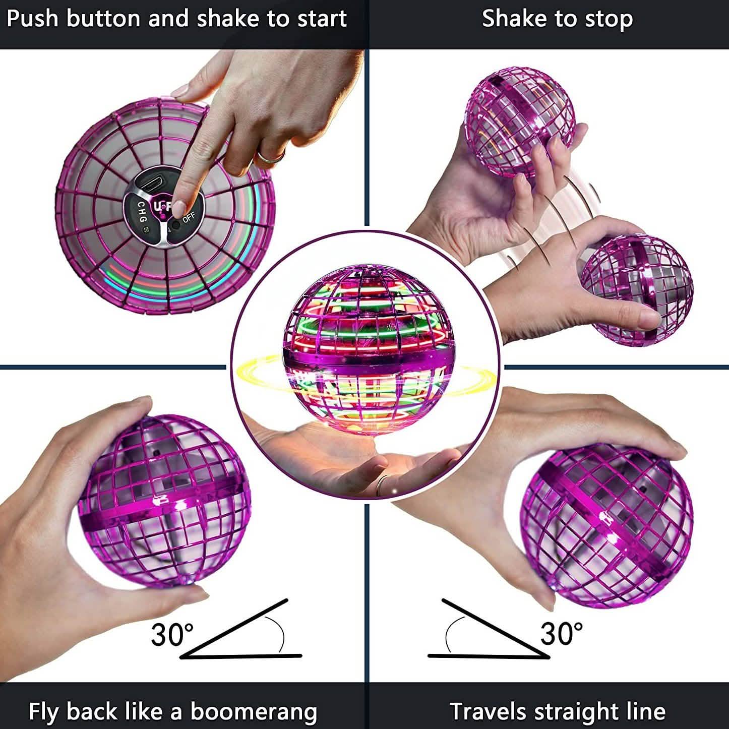 Flying Orb Ball Rechargeable Boomerang Spinner UFO Drone Toy DailySale