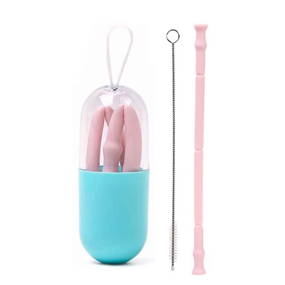 Foldable and Reusable Silicone Drinking Straw with Case DailySale