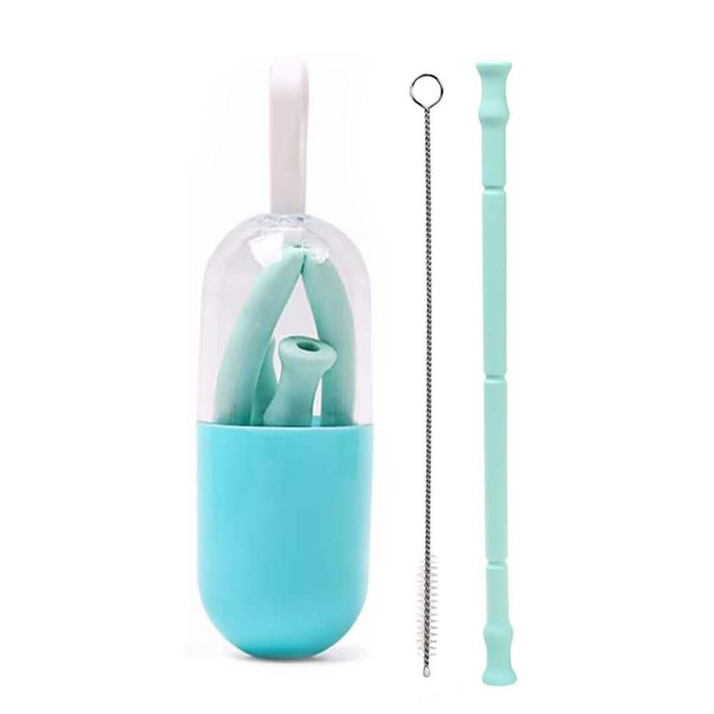 Foldable and Reusable Silicone Drinking Straw with Case DailySale