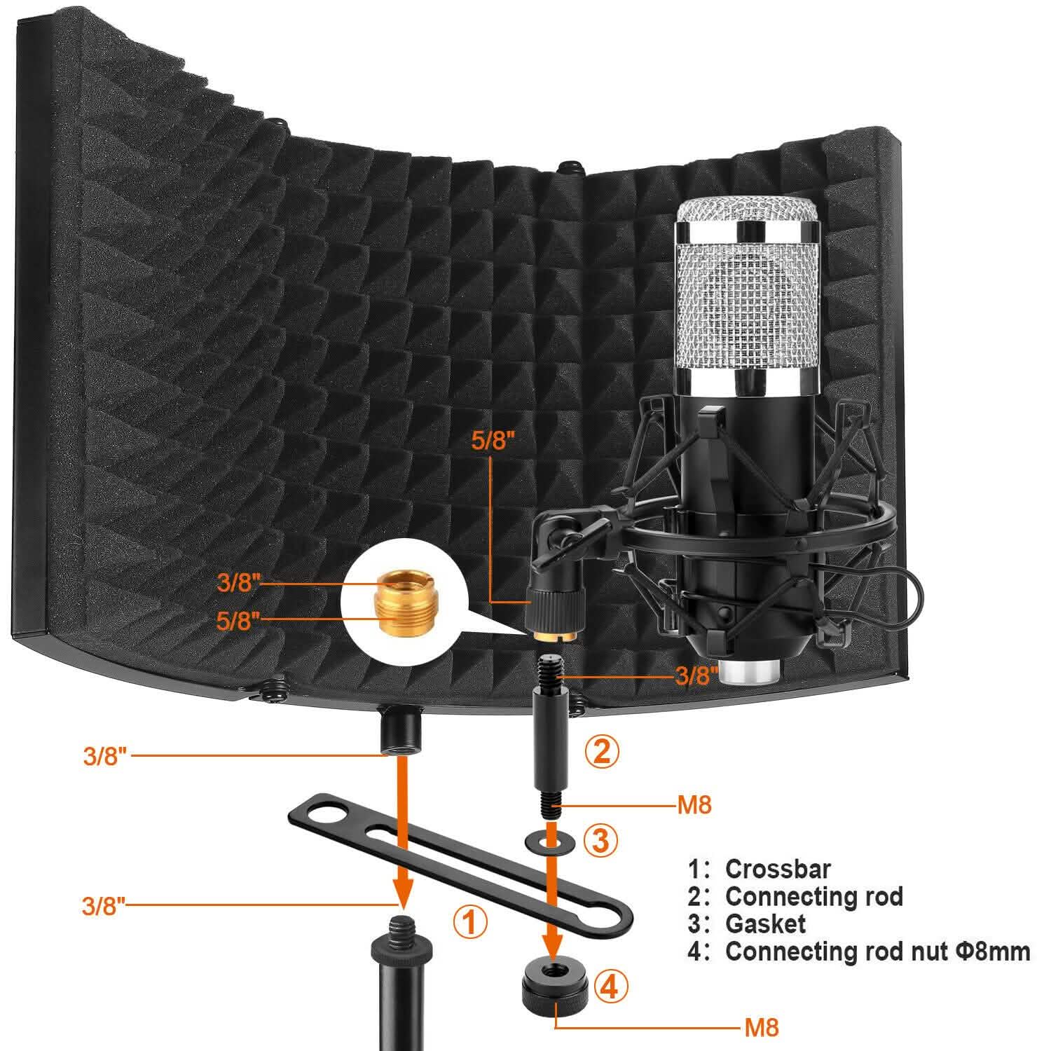 Foldable Microphone Isolation Shield Adjustable Tripod Stand DailySale