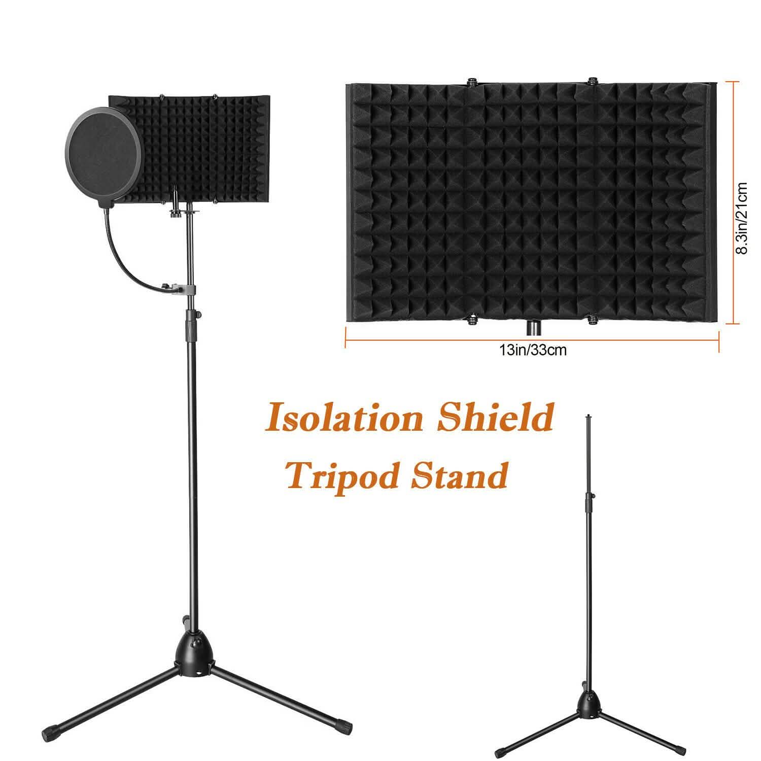 Foldable Microphone Isolation Shield Adjustable Tripod Stand DailySale