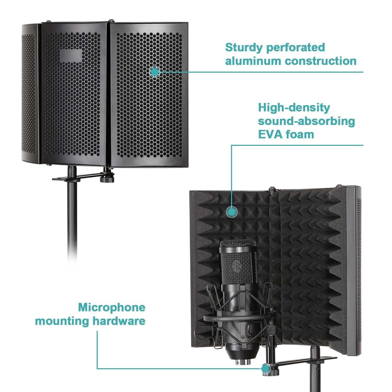 Foldable Microphone Isolation Shield Adjustable Tripod Stand DailySale