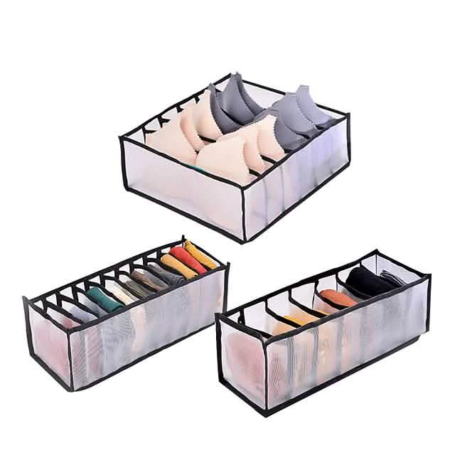 Foldable Underwear Storage Box Magic Mesh Transparent Plaid Fabric DailySale