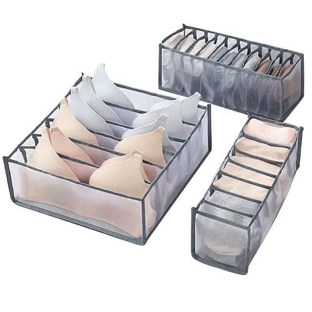 Foldable Underwear Storage Box Magic Mesh Transparent Plaid Fabric DailySale