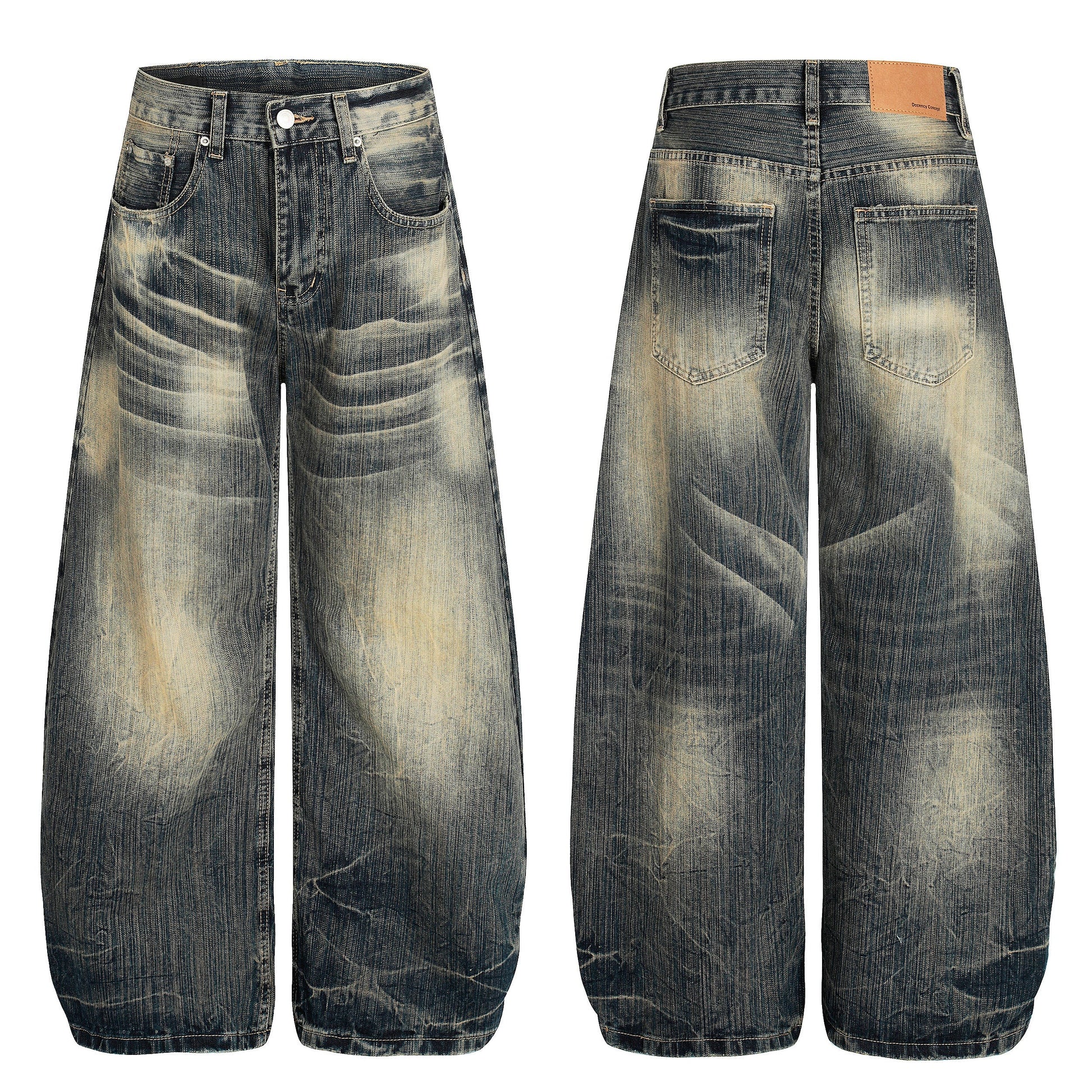 Echo Fade | Distressed Wash Wide-Leg Jeans - Luxuryurbanwear