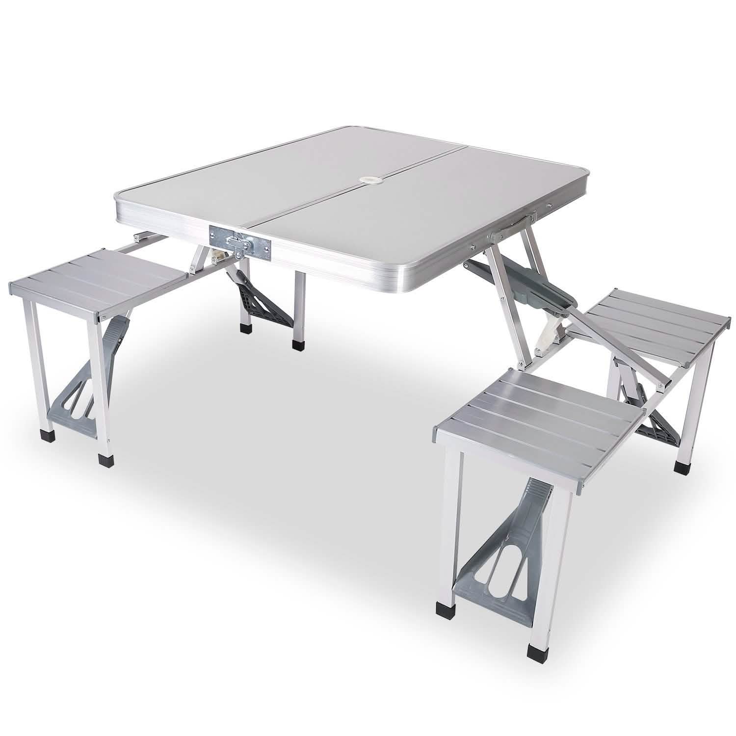Folding Picnic Table with 4 Seats and Umbrella Hole DailySale