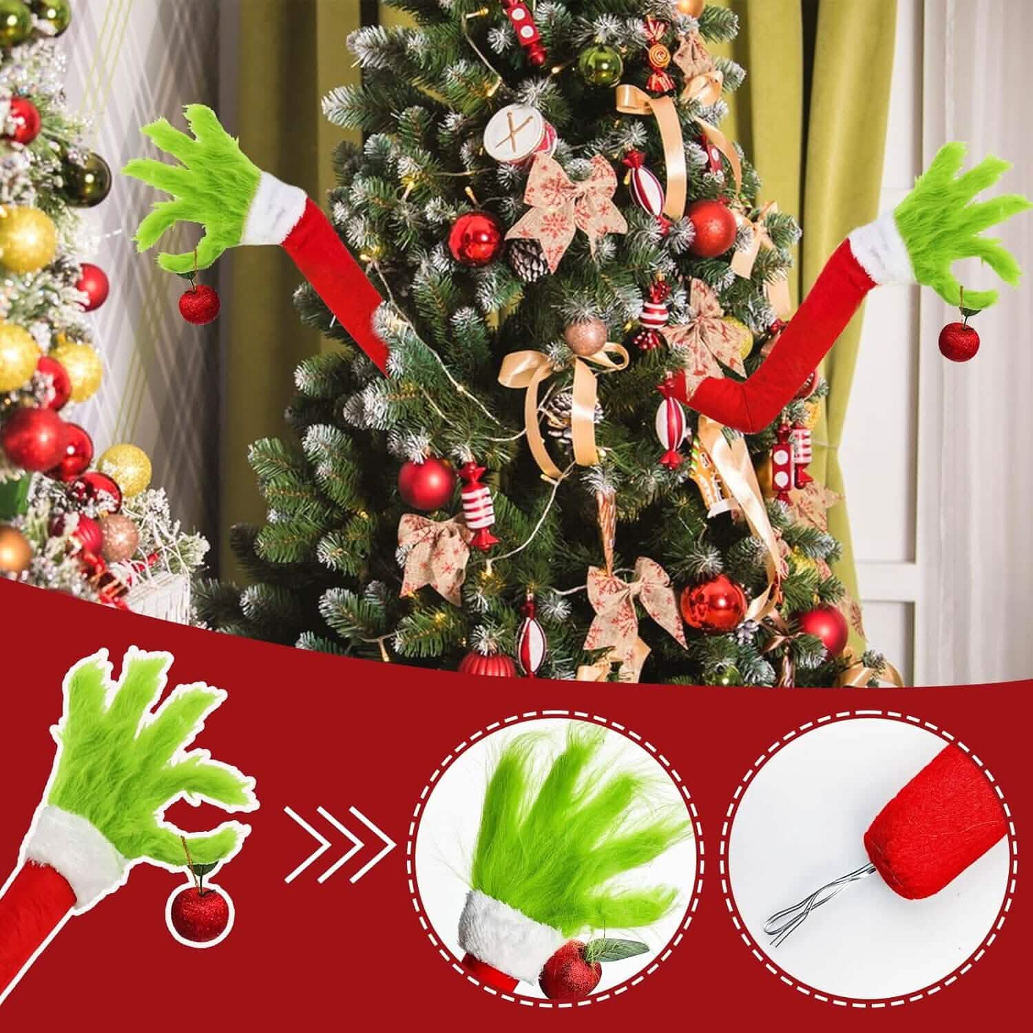 Furry Green Monster Elf Arms Hand for Christmas Tree Ornaments DailySale
