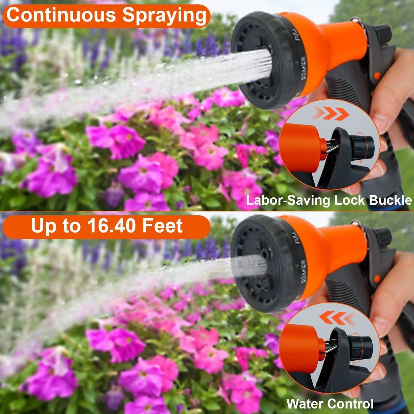 Garden Hose Nozzle Water Spray Gun 8 Adjustable Patterns DailySale