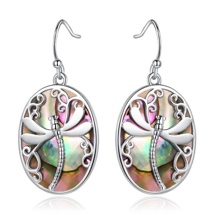 Genuine Blue Abalone Pearl Dragonfly Hook Drop Earrings DailySale