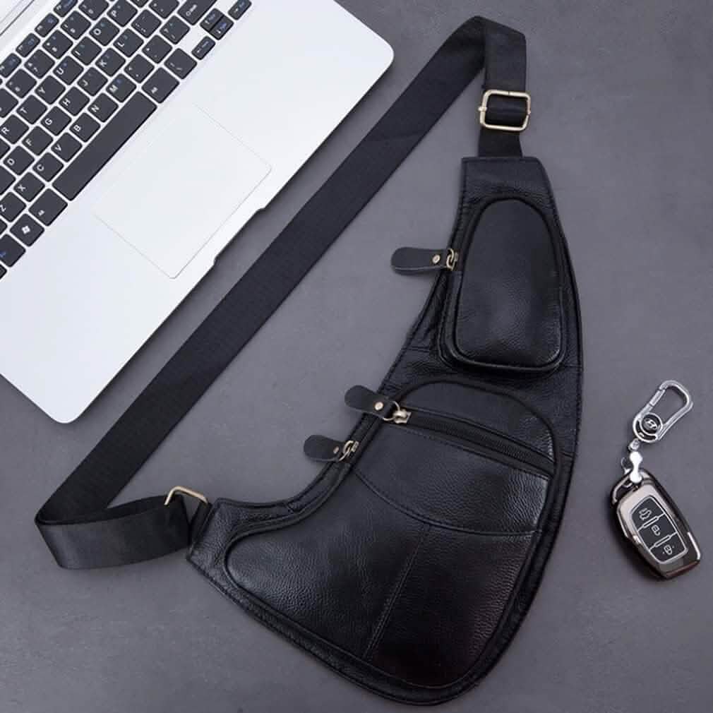 Genuine Leather Chest Bag For Men Leather Shoulder Bag Personality Messenger Bag  Casual Bag DailySale