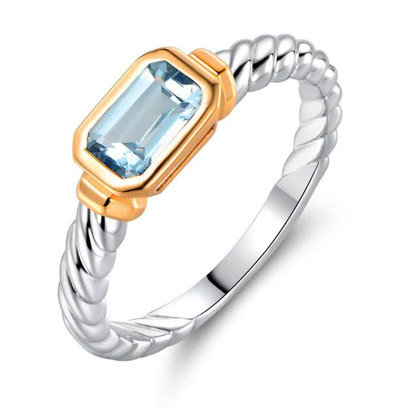Genuine Sky-Blue Topaz Rope Detail Ring by Gembassy DailySale