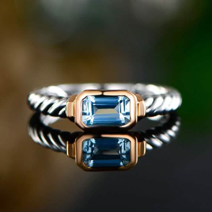 Genuine Sky-Blue Topaz Rope Detail Ring by Gembassy DailySale