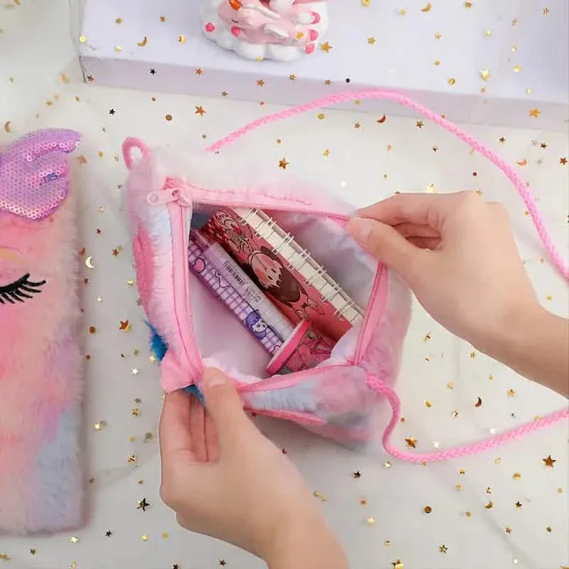 Girls Cute Sequin Plush Unicorn Tie Dye Bag DailySale