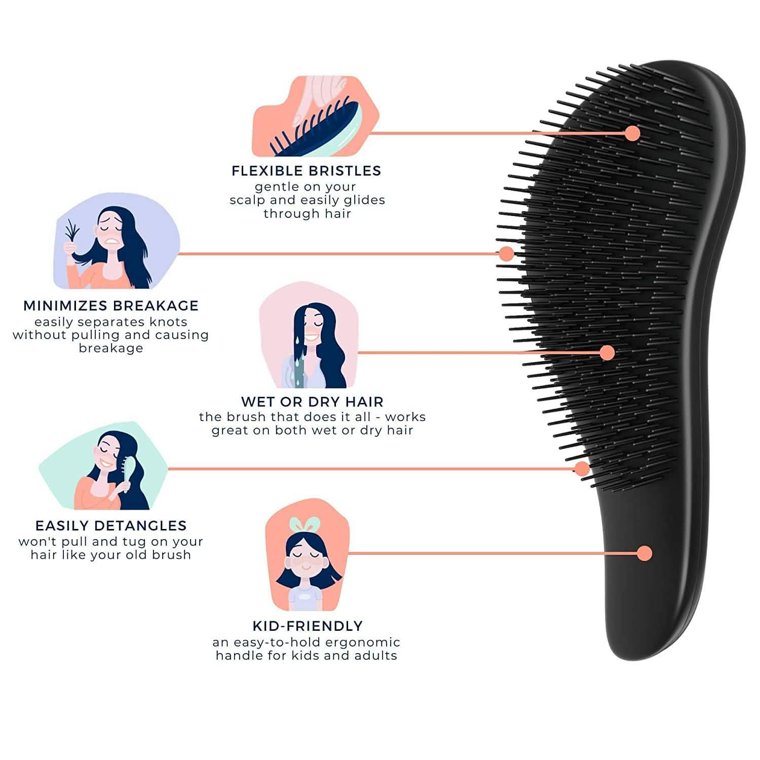 Glide Thru Detangling Brush for Kids & Adult Hair DailySale