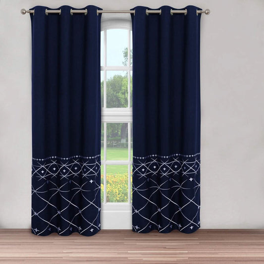 2-Piece Set: Global Indigo Embroidered Window Panel Pair DailySale