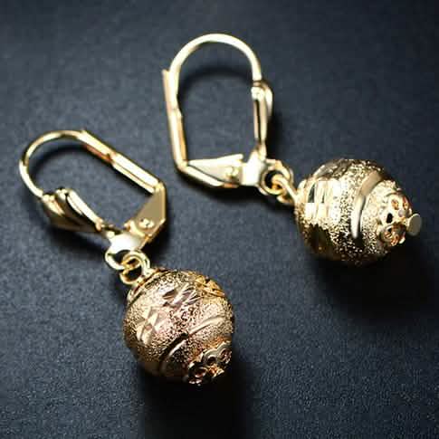 Gold Ball Drop Lever Back Earrings DailySale