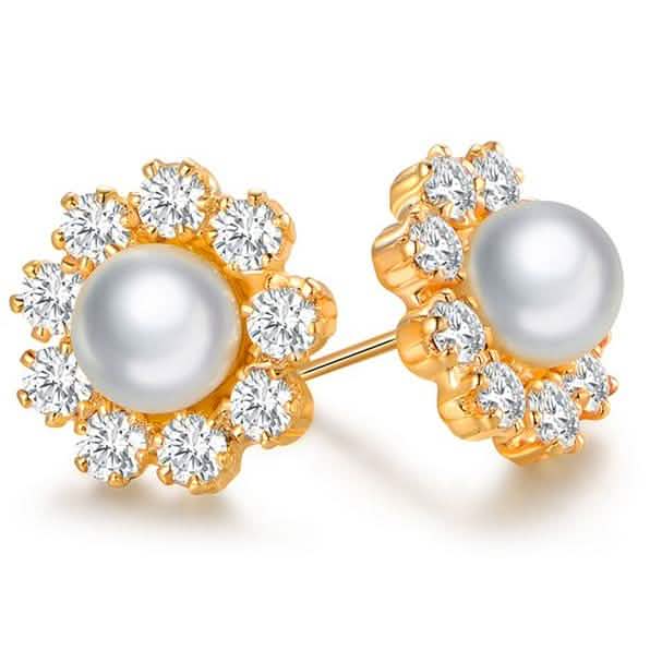 Gold Plated Cultured Pearl Stud Earrings DailySale