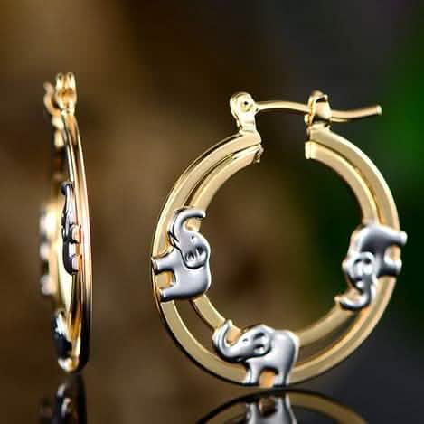 Gold Plated Elephant Stamp Hoop Earrings DailySale