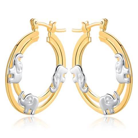 Gold Plated Elephant Stamp Hoop Earrings DailySale
