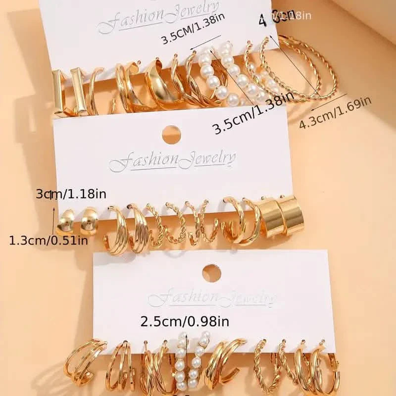 Gold-Tone Hoop Earrings Set with Faux Pearls DailySale