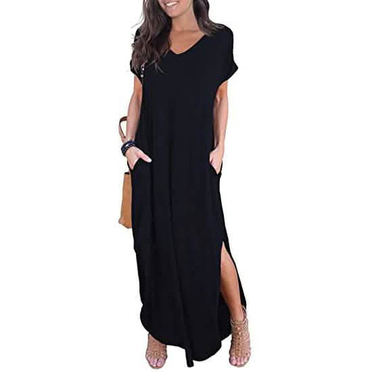 Women's Casual Loose Pocket Split Maxi Dress DailySale