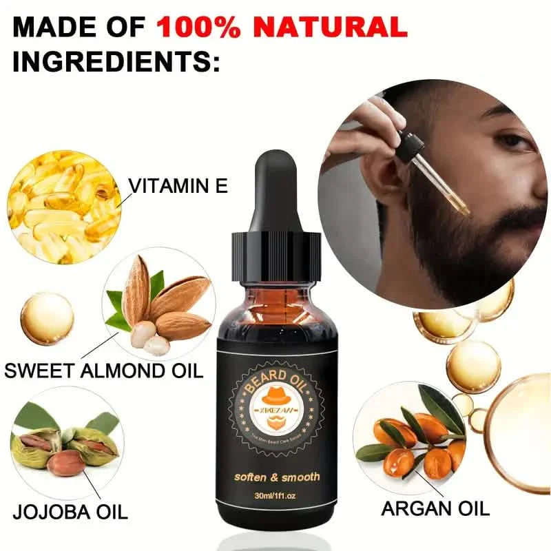 Grooming Kit w/Beard Conditioner, Oil, Balm, Brush, Wash, Comb, Scissor, Bag, E-Book DailySale