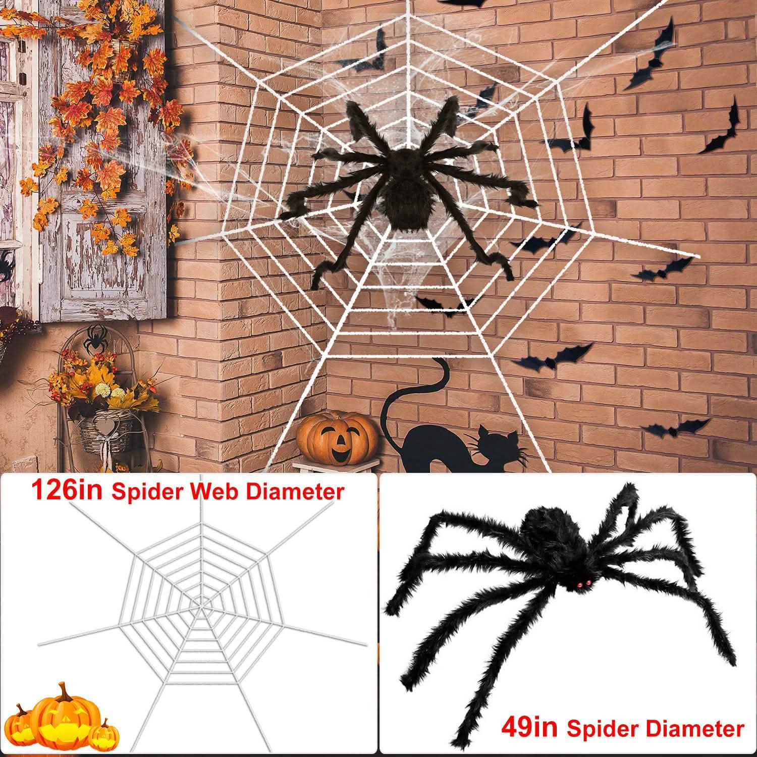 Halloween Decorations Spider 49" with 126" Tarantula Mega Spider Web DailySale