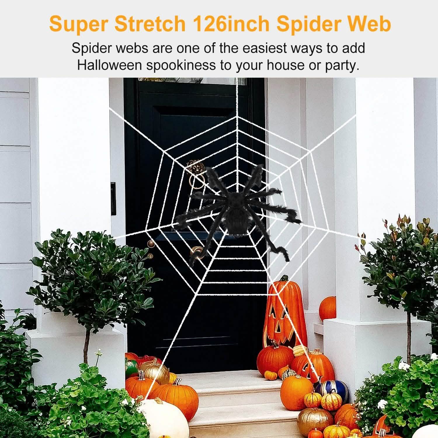 Halloween Decorations Spider 49" with 126" Tarantula Mega Spider Web DailySale