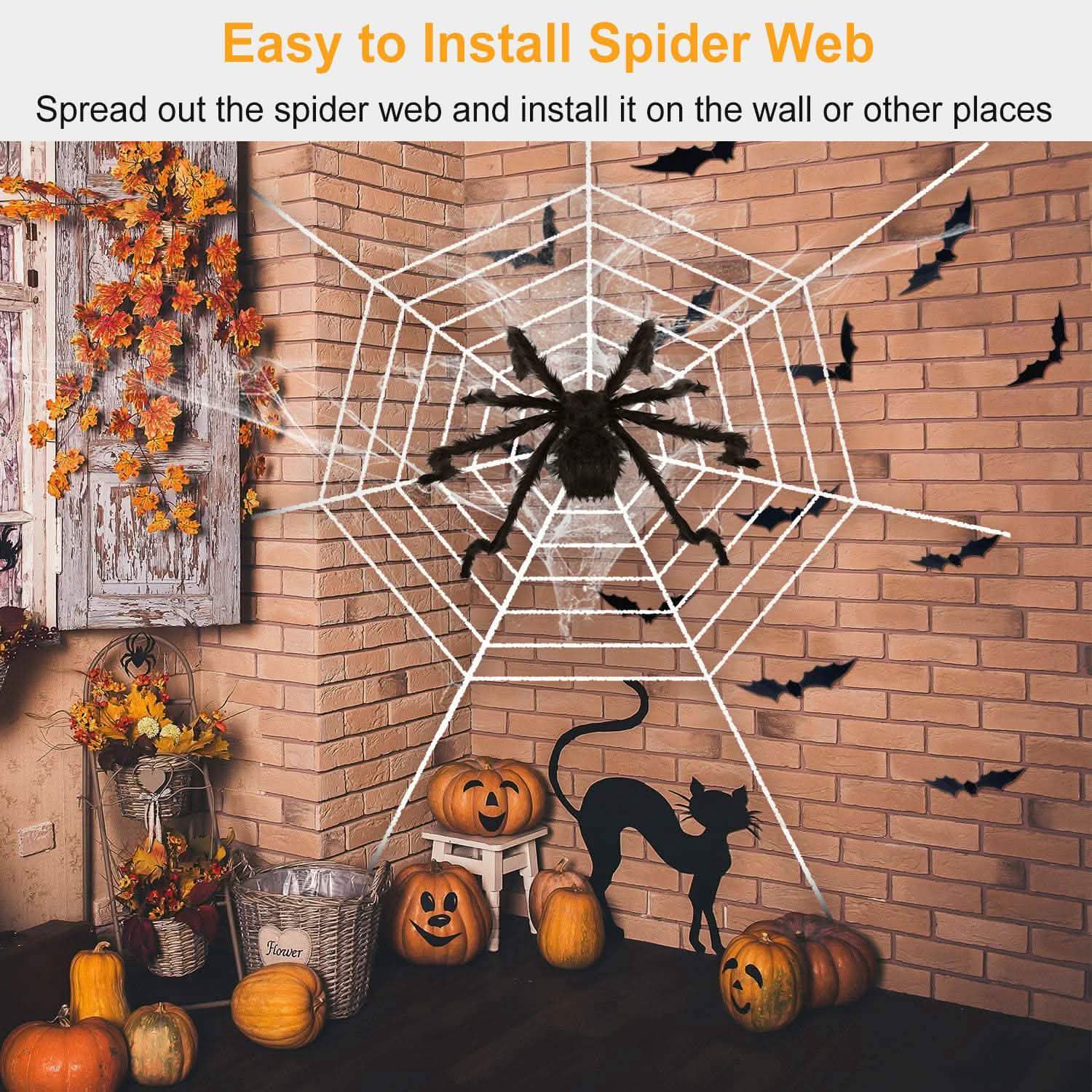Halloween Decorations Spider 49" with 126" Tarantula Mega Spider Web DailySale