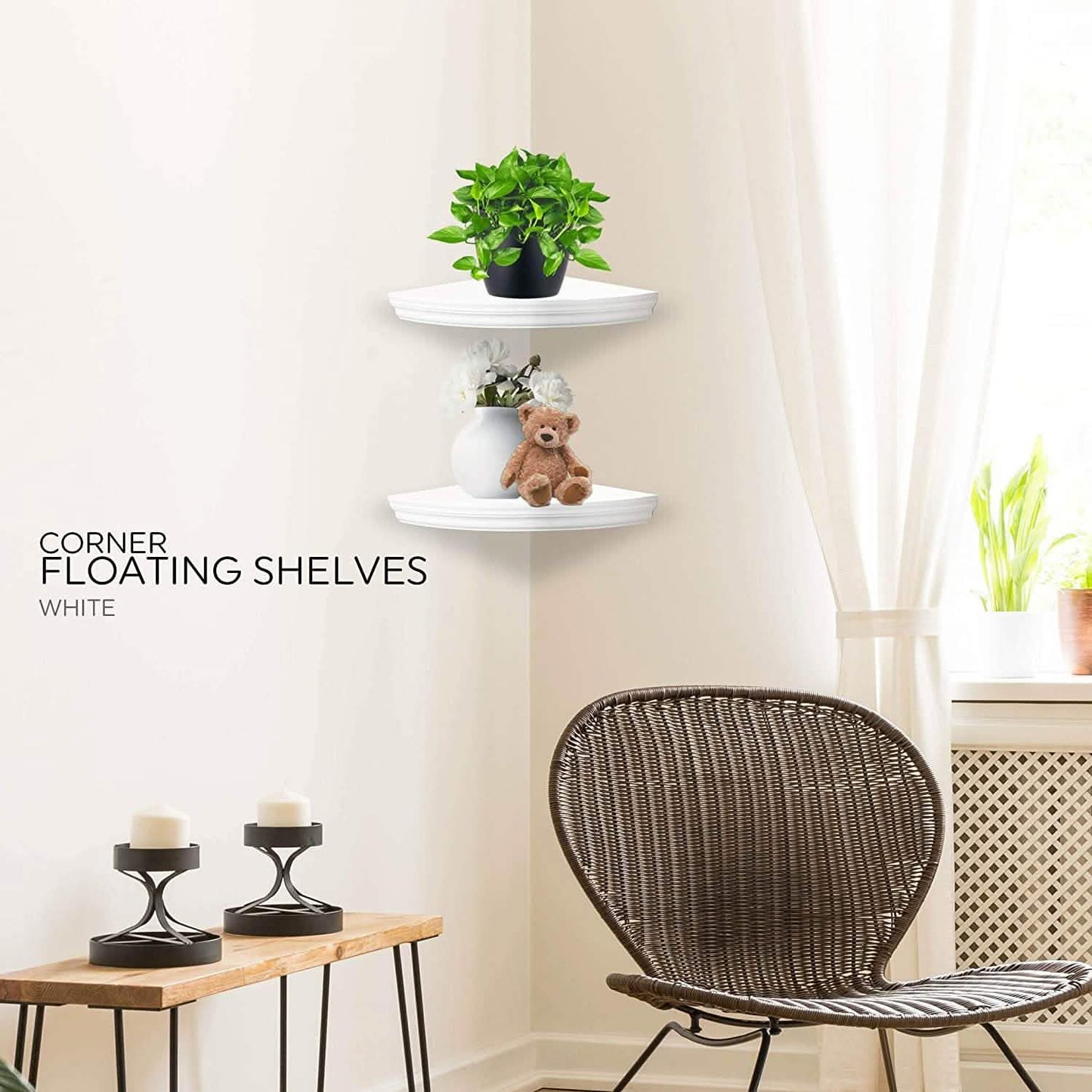 Halter Corner Floating Shelf - Space Saving Round Design with No Visible Support DailySale