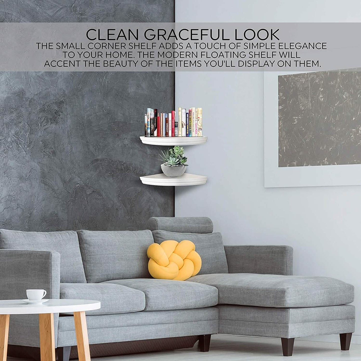 Halter Corner Floating Shelf - Space Saving Round Design with No Visible Support DailySale