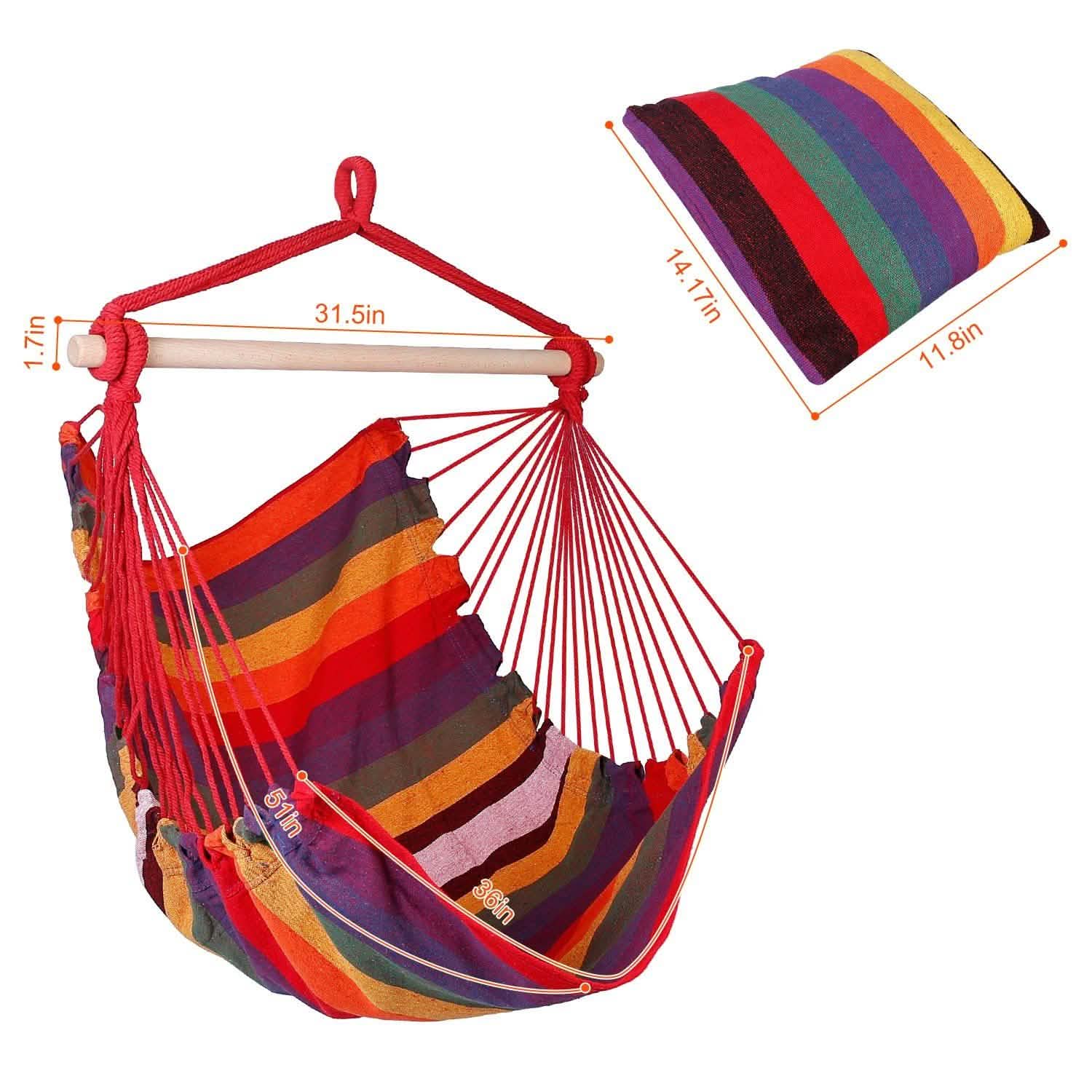 Hammock Hanging Chair Canvas with 2 Pillows DailySale