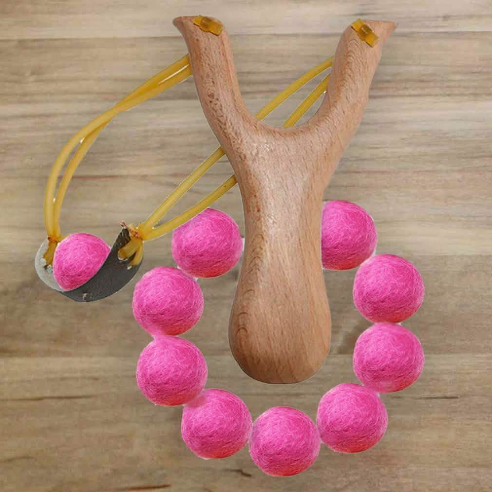 Handcrafted Wood Slingshot With Soft Felt Balls DailySale