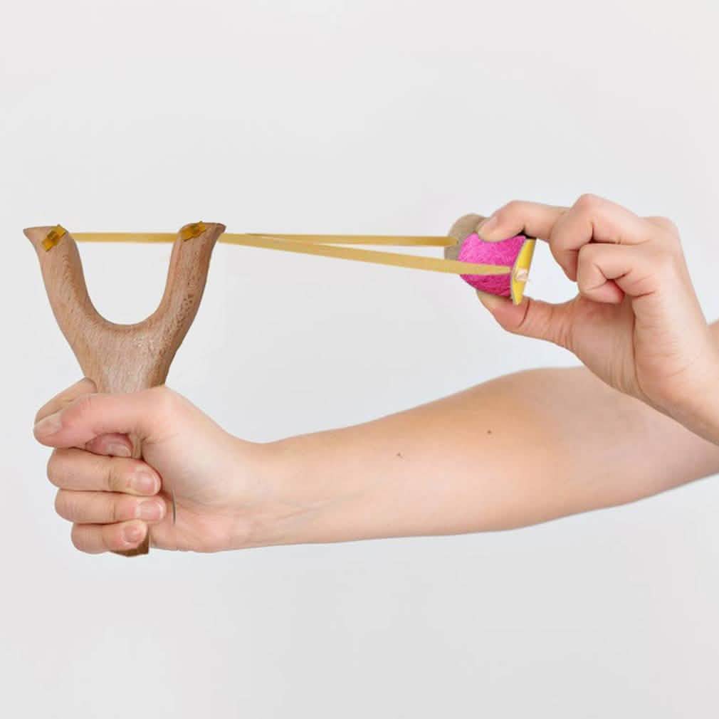 Handcrafted Wood Slingshot With Soft Felt Balls DailySale