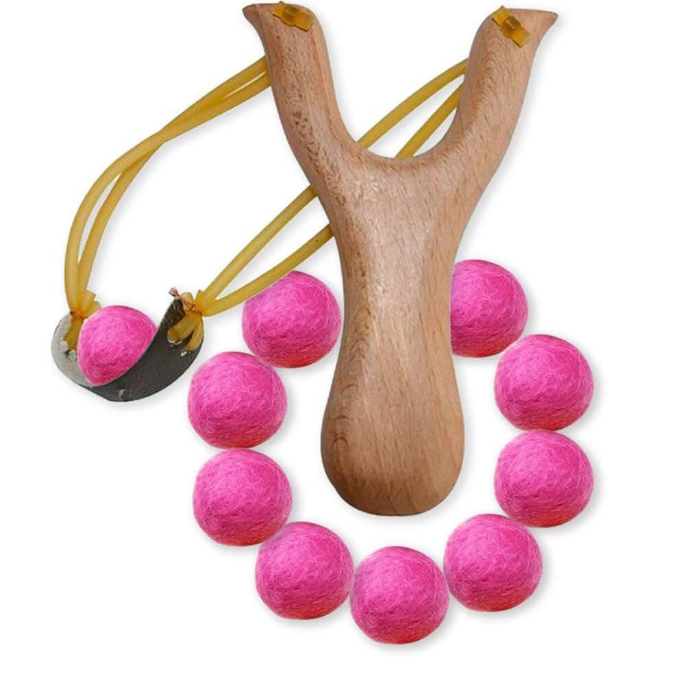 Handcrafted Wood Slingshot With Soft Felt Balls DailySale