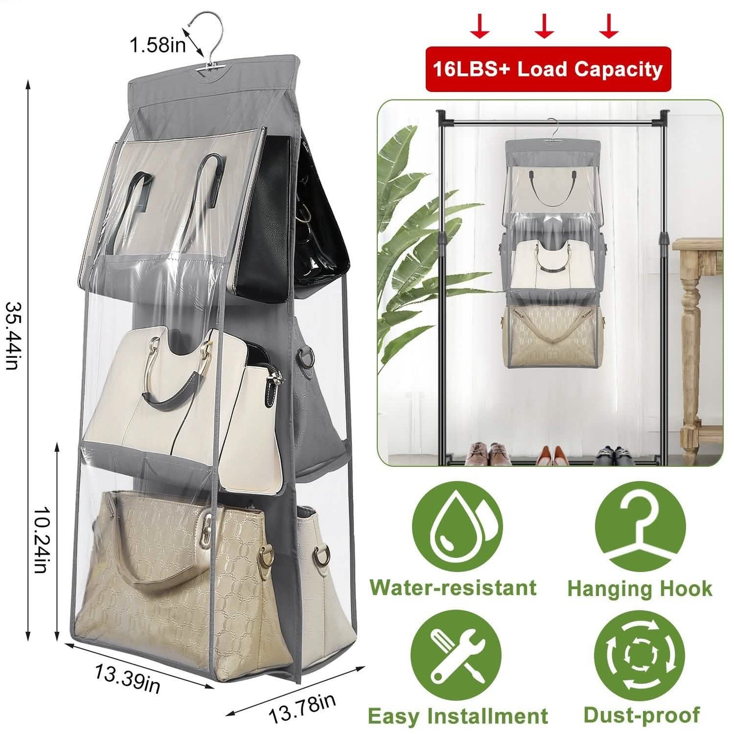 Hanging HandBag Organizer with 6 Pockets Closet Purse Storage DailySale