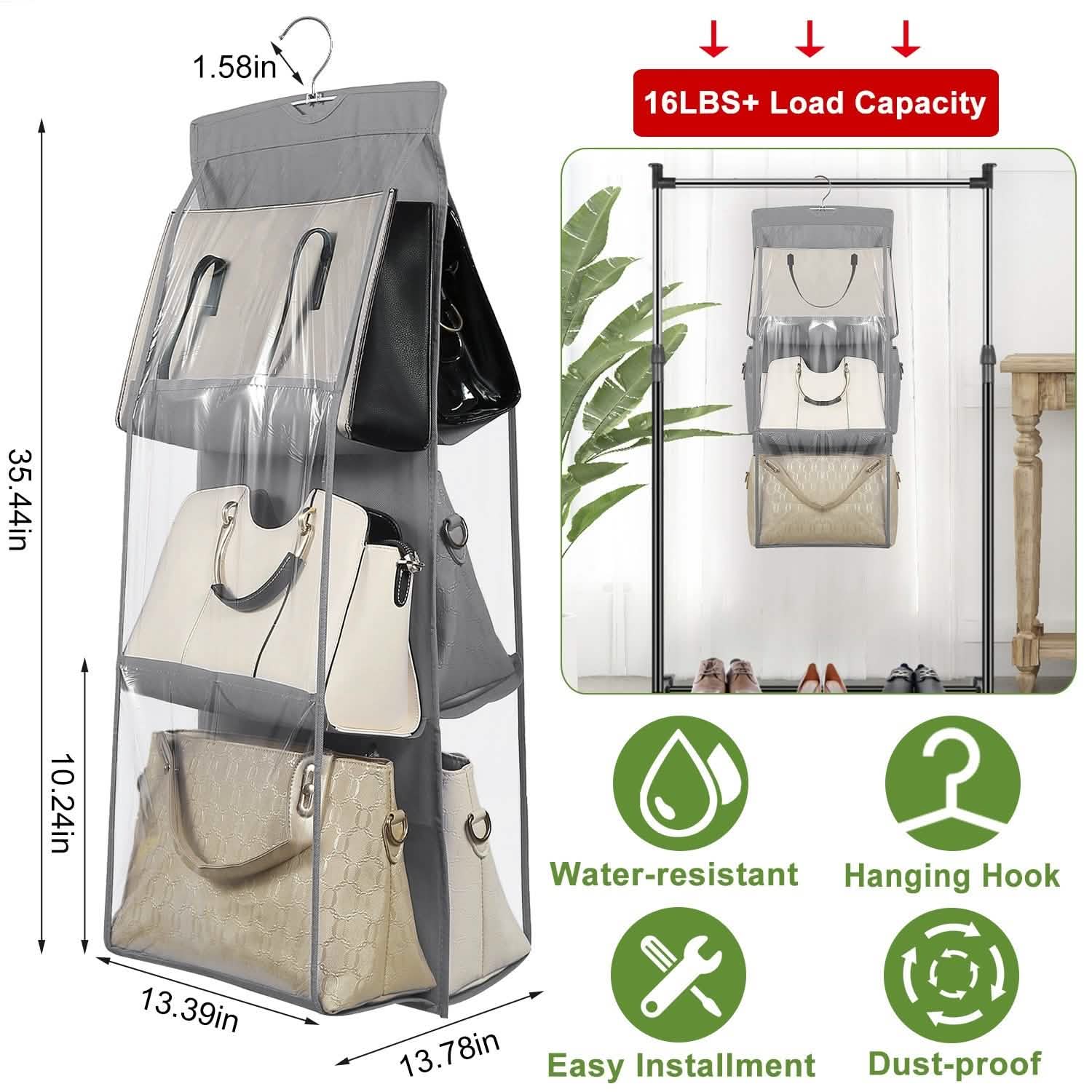 Hanging HandBag Organizer with 6 Pockets Closet Purse Storage DailySale