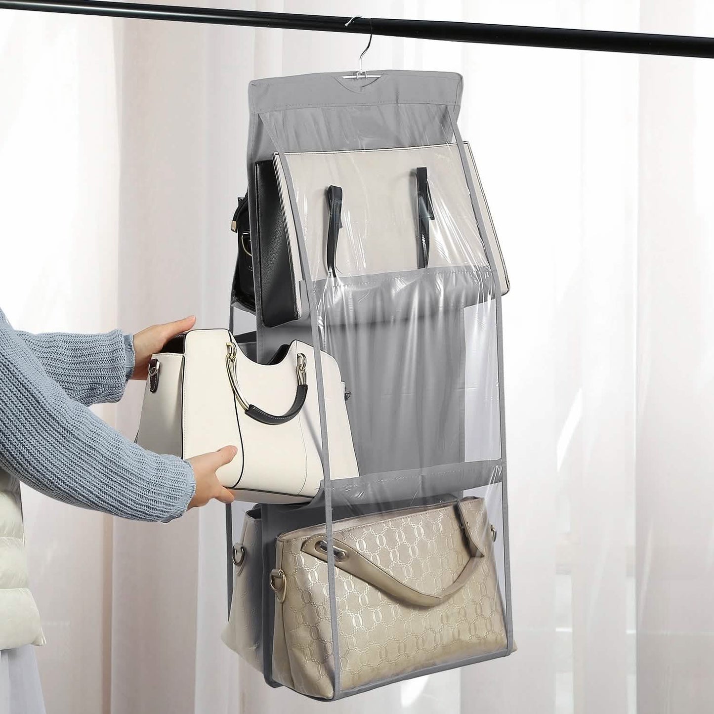 Hanging HandBag Organizer with 6 Pockets Closet Purse Storage DailySale