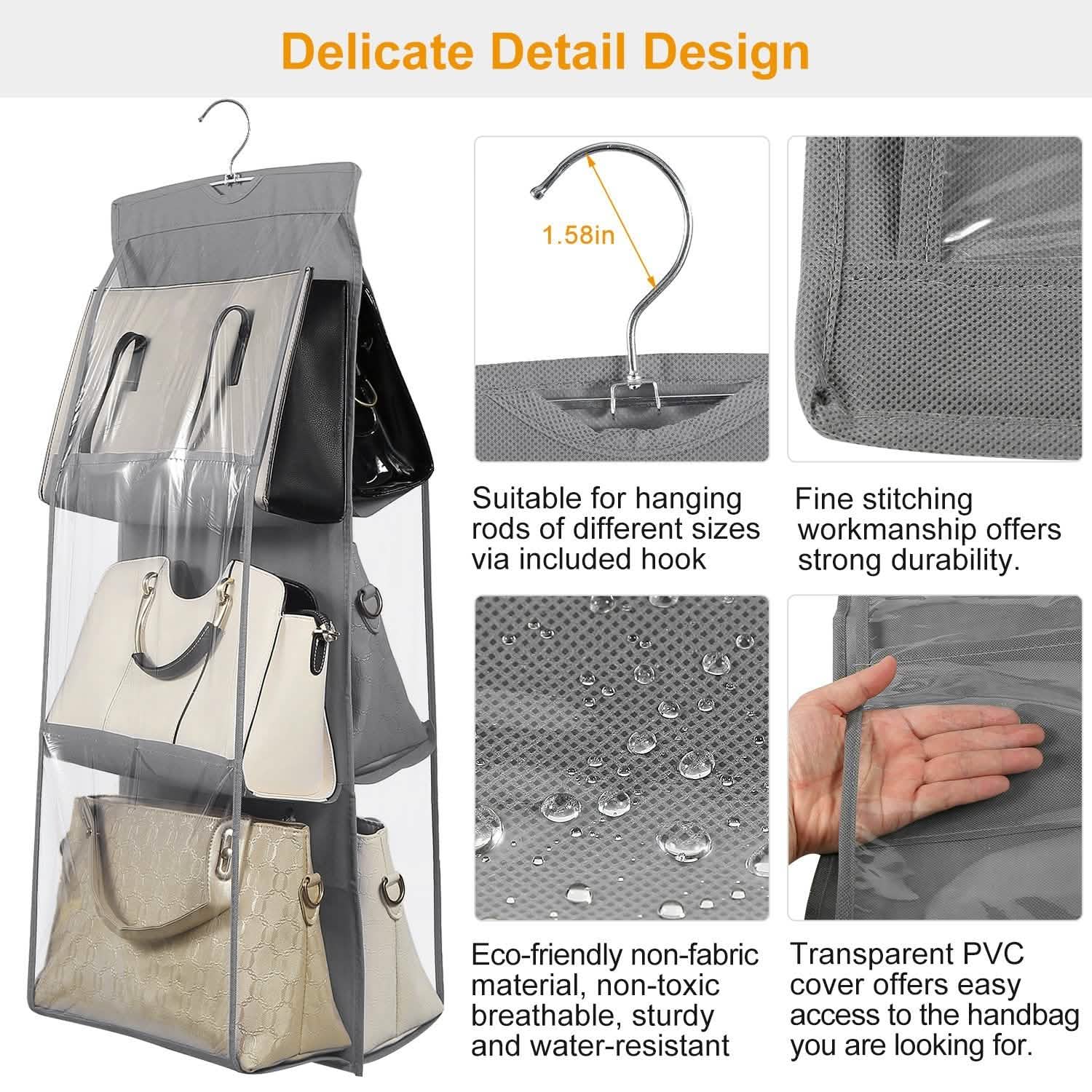 Hanging HandBag Organizer with 6 Pockets Closet Purse Storage DailySale