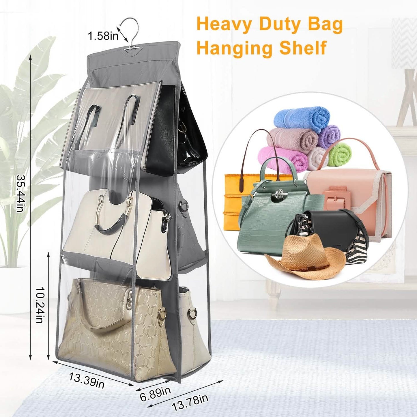 Hanging HandBag Organizer with 6 Pockets Closet Purse Storage DailySale