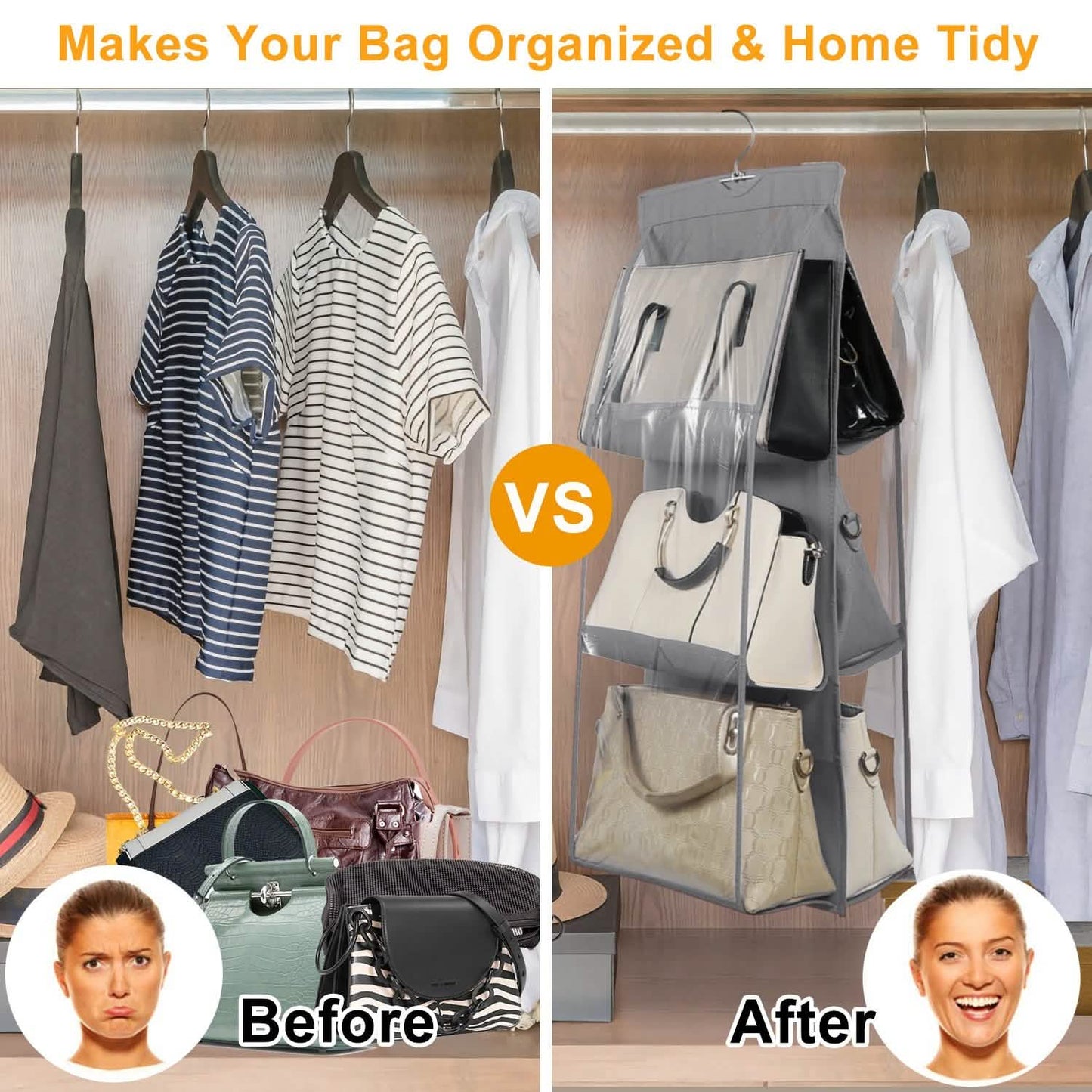 Hanging HandBag Organizer with 6 Pockets Closet Purse Storage DailySale