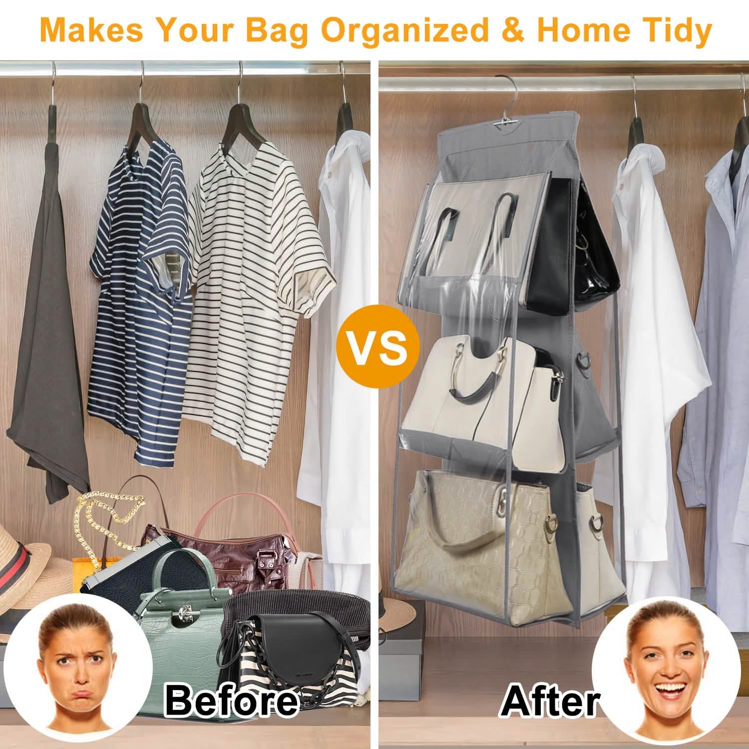 Hanging HandBag Organizer with 6 Pockets Closet Purse Storage DailySale